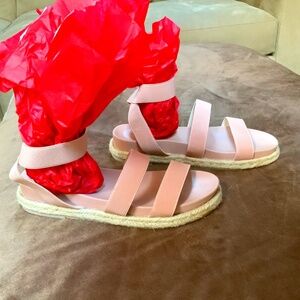 Women’s Sz 9 Neutral Pink Espadrille with ankle strap